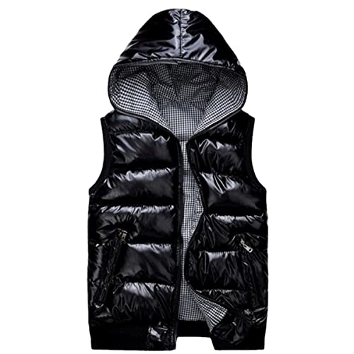 Chaleco de otoño e invierno para mujer chaqueta sin mangas con capucha negra 3XL diaria