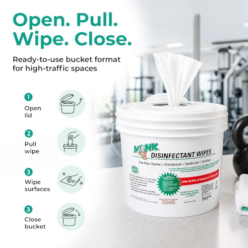 Image of Monk Disinfecting Wipes (2 Buckets of 800 Count) for Commercial Facilities