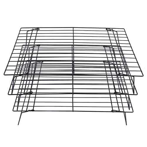 Rejilla de enfriamiento para hornear de 3 niveles, rejilla para hornear a cuadros antiadherente de hierro de 13 pulgadas para cocinar, secar, asar, postre, cafetería, galleta, pan, pastel