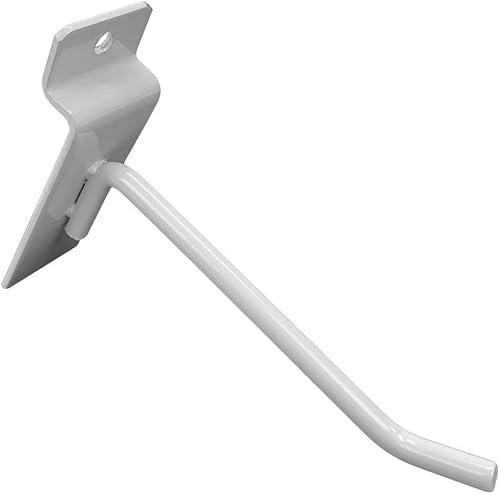 Miniatura 5 de Ganchos Slatwall de 4 pulgadas, blanco brillante, ganchos para panel de exhibición de ganchos, alambre de metal, juego de 24 piezas