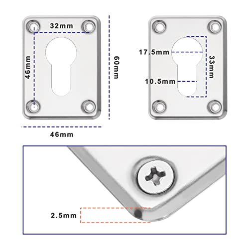 VGOL 2 Sets Repair Escutcheon Key Hole Cover Replacement Stainless Steel Square Keyhole Cover Plate Home Accessories for Door Silver - Image 3