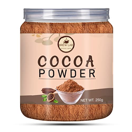 Brew Lab 100% Natural Cocoa Powder Used For Cookies Ice Cream Dairy Drinks And Baking Cakes Shakes Smoothies Frosting Making Cocoa Powder-250 Gm
