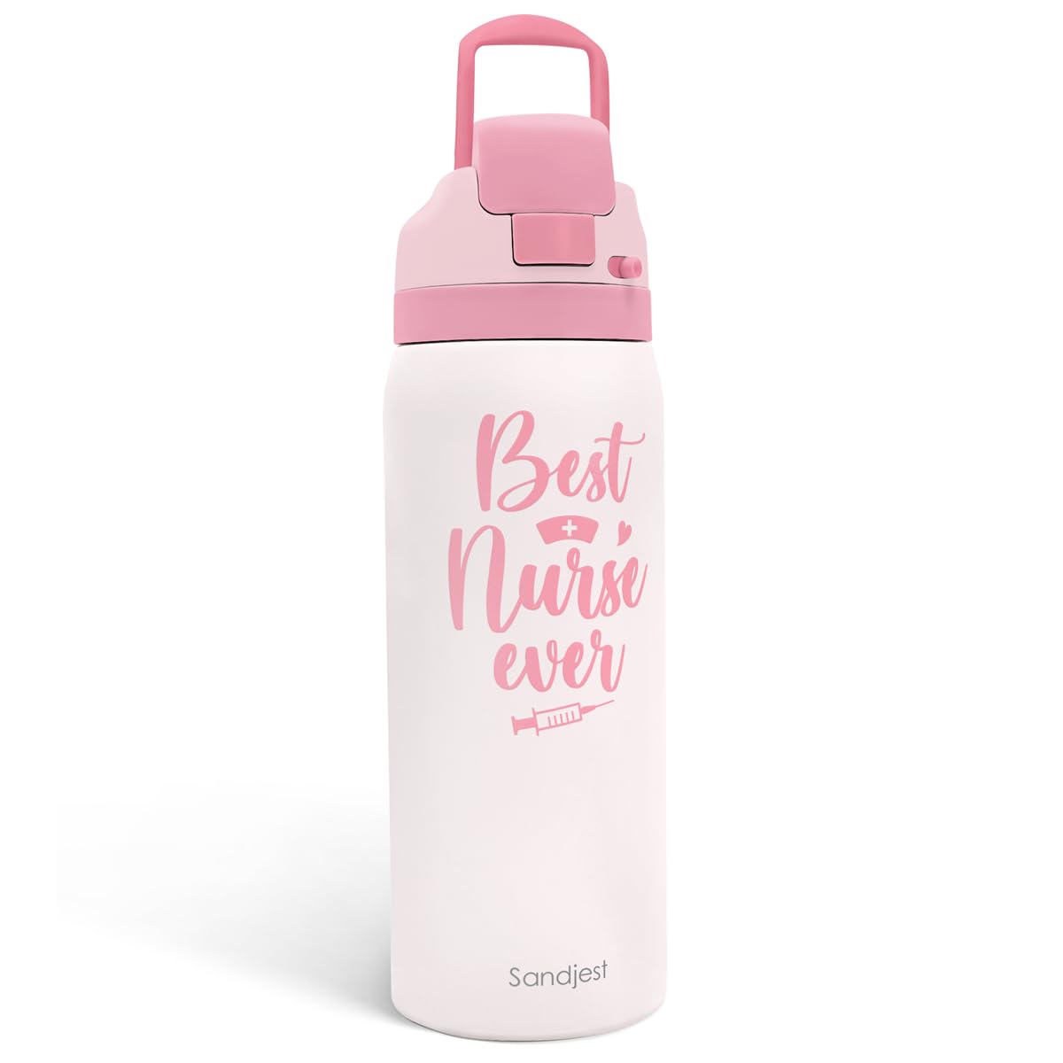 Nurse Insulated Stainless Steel Water Bottle with Straw for Sports and Travel, Best Nurse Ever, 32oz, Gifts for Women Graduation Nurse Week Appreciation Birthday Christmas