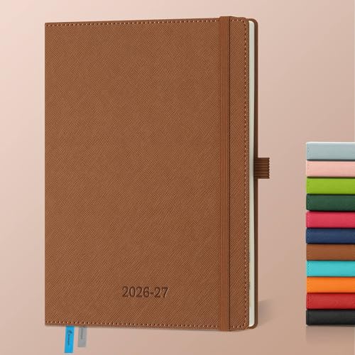 IN-LUXPRO Academic Diary 2026-2027: A5 Week to View (21.9x16.2 cm) 18 Months(Jul'26 - Dec'27) Weekly & Monthly Planner with Month Tabs & Inner Pocket, Expenses/Note Pages, PU Leather Brown