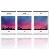 3 Piece Framed Canvas Wall Art Colorful Sunset Over Forest Prints Home Artwork Decoration for Living Room,Bedroom - 16