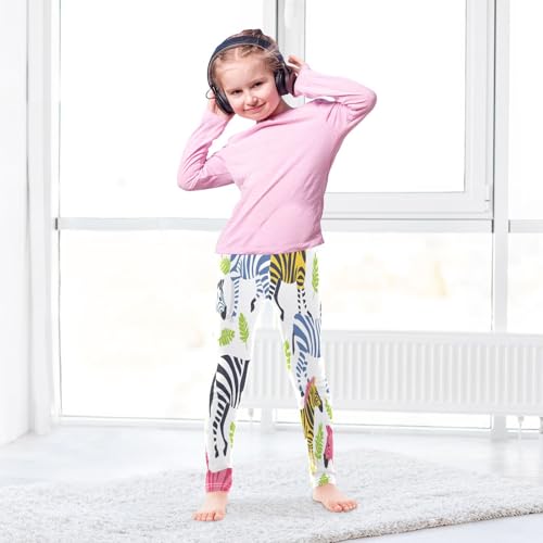 Bolaz Toddler Girls Leggings Printed Yoga Pants Leggings Blue Yellow Zebra for Kids4