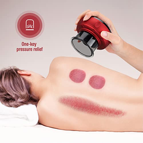 Electric Cupping Massager, Smart Dynamic Suction 3 In 1 Vacuum Cellulite Remover Machine, 1500Mah Professional Gua Sha Scraping Tools For Pain Relief(Red) #TOP26