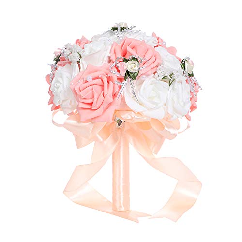 Huffa Champagnecolor Bride Holding Flowers Wedding Photography Props - Fake Certificate Simulation Flower Bundle(Champagnecolor)