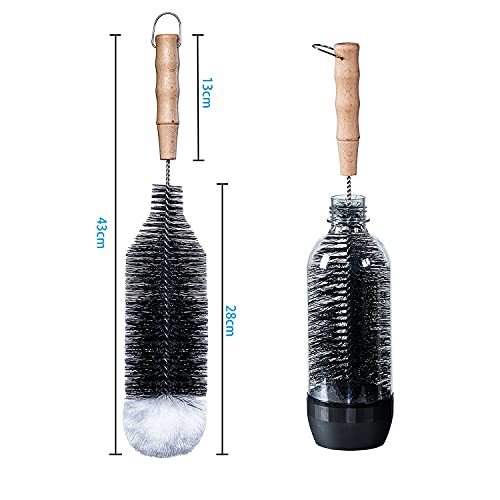 LiangMai Flaschenbürste kompatibel mit SodaStream 1L Flaschen, Crystal PET und Duo Flaschen, KST-Flasche und 1L Glasflasche, als Gläserbürste, Flaschenreiniger mit Wollkopf & Lang Griff