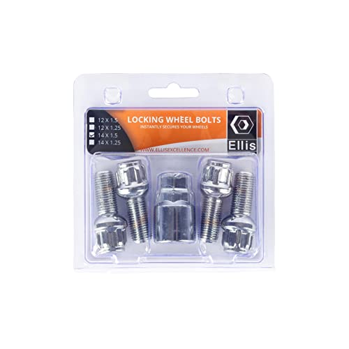 Image of Ellis Excellence Set of 4 M14 x 1.5 Radius Alloy Wheel Locking Bolts (28mm Thread)