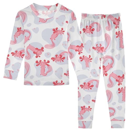 JHKKU Cute Axolotl Pajamas Set Cotton 2 Piece Soft Comfy Pjs Long Sleeve Lounge Sleepwear 5T
