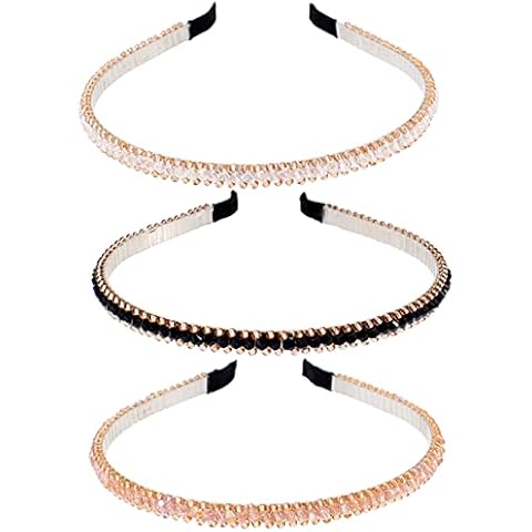 Bellisia Beaded Headbands for Women Thin Hair Hoop Headbands Rhinestone Headbands Shiny Hairband Bling Bling Hair Bands Hair Accessories Hair Decoration for Women Girls 3 Pcs Cover