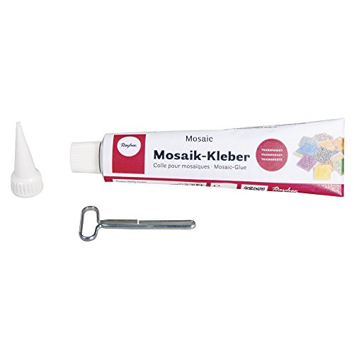 Rayher Mosaikkleber Tube 78 ml mit Tubenschlüssel transparent frostunempfindlich wasserfest Spezialkleber für Mosaiksteine 3338500