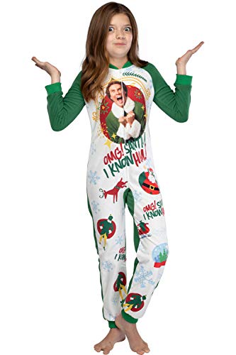 INTIMO Elf The Movie Kids' OMG Santa! I Know Him! One Piece Sleeper Pajama Union Suit For Girls Or Boys2