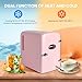 HealSmart Portable Mini Fridge, 4 Liter 6 Can Cooler and Warmer Compact Refrigerators, with Observation Window, 100% Freon-Free & Eco Friendly for Drinks, Food, Medications, Cosmetics, Pink