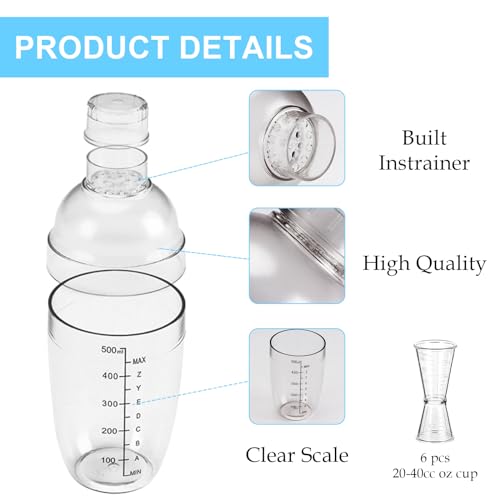 Voittozege 6 Pcs 17Oz Plastic Cocktail Shaker Set thumb #2