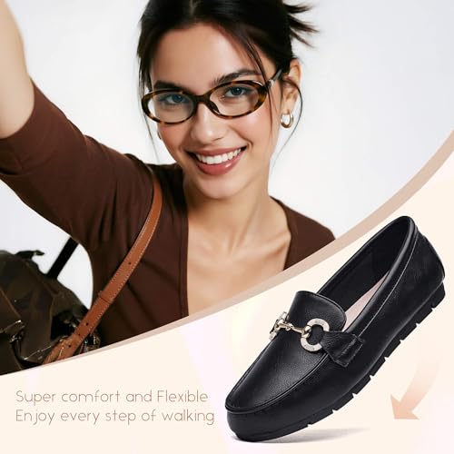 Image of Women's Knit Slip On Loafers - Breathable Mesh Flats with Memory Foam Insole & Arch Support, Non-Slip Comfortable Shoes for Work Office Commute, Driving, Casual Daily Walking (Wide Foot Friendly)