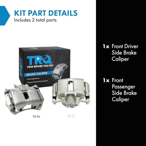 Image of TRQ Front Brake Caliper Set Zinc Coated Brackets Hardware Compatible with 2003-2007 Honda Accord