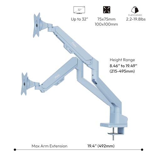 Image of Pixio Two PX278 Wave Blue 27 inch 180Hz Refresh Rate FHD 1440p Resolution Fast IPS Panel 1ms GTG Response Time Gaming Monitor and PS1D Wave Blue Dual Monitor Arm - Fits up to 32 inches and 19.8lbs