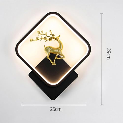 Image of SAH Black Home Decor Inbuilt Led Fancy Wall Light, Night Lamp,Decorative Lamp,Living Room,Bedroom, Cafe (Plastic) (3-Lighting Mode) (Sqaure, Full Deer)