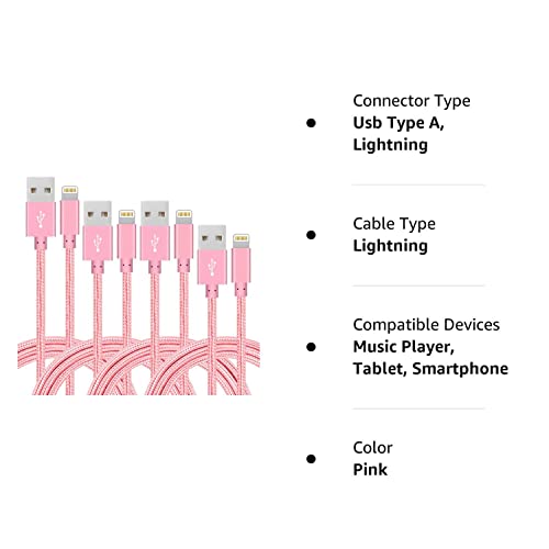 4Pack(3Ft 6Ft 10Ft) Lightning Cable Apple Certified Braided Nylon Fast Charger Cable Compatible Iphone Max Xs Xr 8 Plus 7 Plus 6S 5S 5C Air Ipad Mini Ipod #TOP7