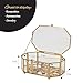 Home Details Octagonal Glass Keepsake Box | Jewelry Organizer | Decorative Accent | Vanity | Table Décor | Wedding Bridal Gift | Jars & Boxes | Gold