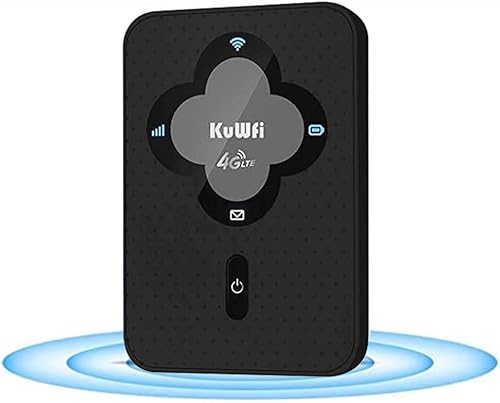 Hotspot WiFi portátil para viajes, KuWFi 4G LTE Mobile WiFi Hotspot desbloqueado, dispositivo enrutador Wi-Fi con ranura para tarjeta SIM, soporte