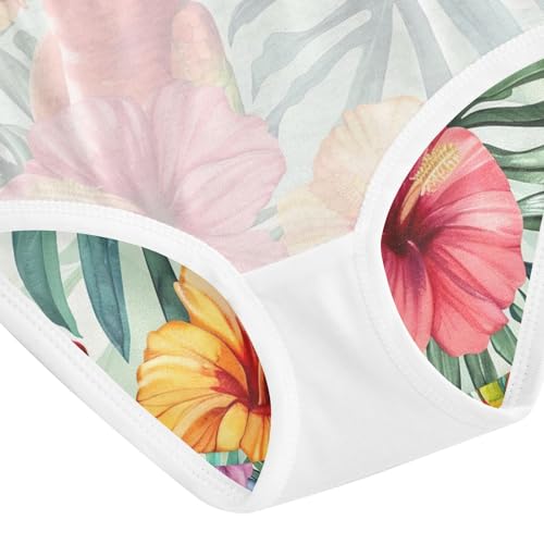 Toddler Girl Panties, Tropical Flower Parrot Green Girls Underwear Cotton, 2–8 Years4