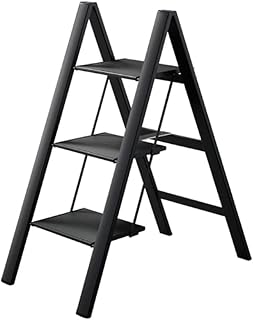 Ladder Step Ladders 3 Step Ladder Aluminum Alloy Ladder 1.8" Thickness Folding Step Stool with Ripple Anti-Slip Pattern Pedal Lightweight Stepladders Portable Step Stool