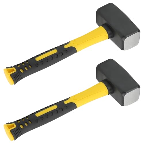 HEIYUET 2 Stück 2000g Fäustel Hammer Vorschlaghammer Feustel Hammer mit Fiberglasstiel für...