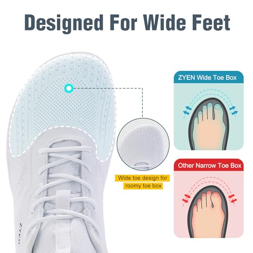 Image of ZYEN Mens Barefoot Shoes Wide Toe Box Trail Running Sneakers Zero Drop Non-Slip Extra Wide Width Walking Shoes Minimalist Wrestling Sneakers Gym Trainer