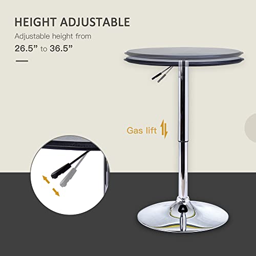 Homcom 25" Classic Round Adjustable Faux Leather Chrome Standing Bistro Table #TOP3