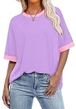 OFEEFAN Fashion Clothing Tshirts Shirts for Women Summer Tops Fashion Workout T Shirts Z-Violet L