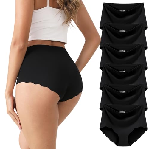 Cevapro Damen Seamless Slips Hohe Taille Damen Unterwäsche Frauen Nahtlose Unterhosen Mehrpack Hipster Bequeme Panties 6er Pack