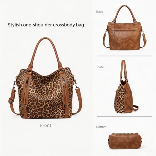Bolso bandolera grande de cuero PU a cuadros para mujer miniatura 3