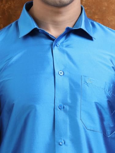 Image of Tattva Men Silk Blend Ethnic Shirt | Traditional South Indian Wear for Wedding, Festivals & Casual Wear