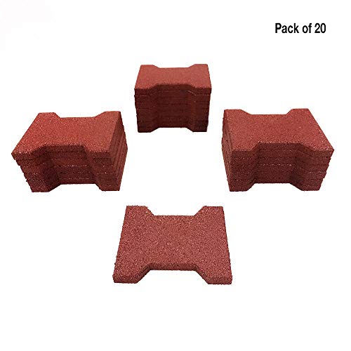 RevTime Garden Rubber Paver 3/4 Inch Thick for Patio and Garden Safety Rubber Walkways, Interlocked Rubber Paver, Park Sidewalk Paver, Terra Cotta (Pack of 20)