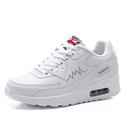 PADGENE Femme Homme Baskets Mode Chaussures Sport Course Sneakers Fitness Gym athlétique Multisports Outdoor Casual, Blanc, 41 EU