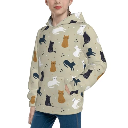 Cute Cartoon Cats Kid Hoodies Boys Sweatshirts Girls Pullover with Pocket2