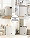SOLEDI Luxury Double Laundry Hamper with Lid and Removable Bags, Large Hamper for Laundry, Laundry Basket 2 Sections, Collapsible Ditry Clothes Hamper for Bedroom, Laundry Room, Bathroom, Off-white