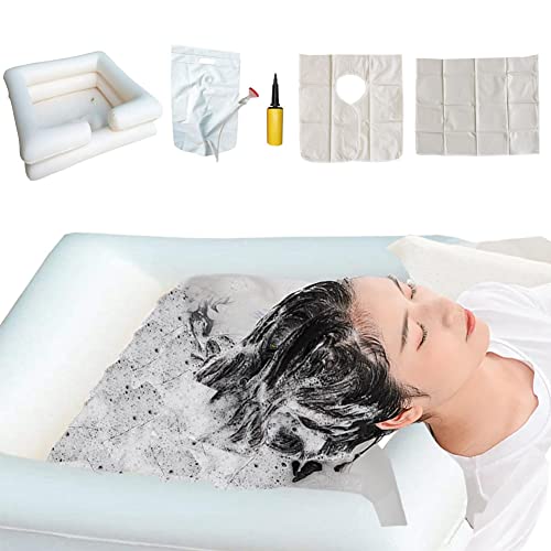 SENEME Portable Shampoo Bowl with Sprayer and Water Bag, Portable Inflatable Bedside Hair Washing Sink Washbasin for Elderly, Disabled, Pregnant, Injured, Bedridden, Handicapped, Wash Hair in Bed