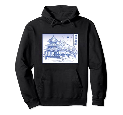 Japanese Garden Line Art Nature Architecture Travel Pullover Hoodie
