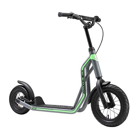 STAR SCOOTER Kick Scooter air tires for Kids 6-7 year old | Boy Girl Push Scooter 10/12" Inch, height adjustable | Grey Cover