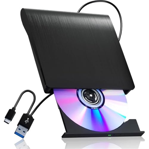 Grabadora +/-RW y unidad de CD/DVD externa con USB 3.0 para transferencia rápida
