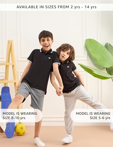 Image of Amazon Brand - Symbol Boys Cotton Rich Solid Polo Tshirt | Collar Tshirts | Half Sleeves | Plain-Regular Fit