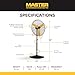 Master 24 Inch Oscillating Industrial High Velocity Pedestal Fan - Use for Shop, Garage or Warehouse, All-Metal Construction with OSHA-Compliant Safety Guards, 3 Speed Settings (MAC-24POSC)