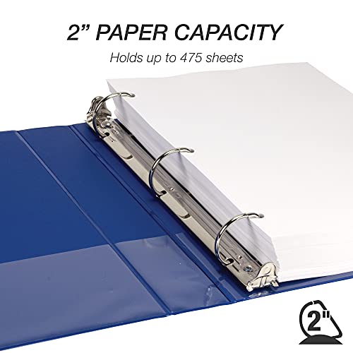 Image of Samsill Durable 2 inch 3 Ring Binder, D Ring Binder, 100% Recycled Chipboard, Blue, 4 Pack