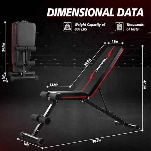Orinar Weight Bench Press, 880 LB Strength Training Adjustable Workout Benches for Full Body, Gym Benches for Incline Decline Exercise by Orinar - Image 4