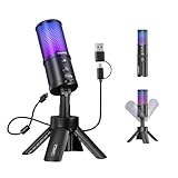 COMICA EJoy UNI S Microfono USB per PC, microfono a condensatore da gioco con luce RGB, cancellazione del rumore, muto, microfono desktop per streaming/podcasting/apparecchiature di registrazione con