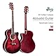 Winzz Akustikgitarre Rot, Westerngitarre 40 Zoll, Gitarre Anfänger Set mit Gitarre Tonabnehmer, Gitarrenständer, Gitarren Plektrum, Gitarrengurt, Gitarrenstimmgerät, Gitarrentasche